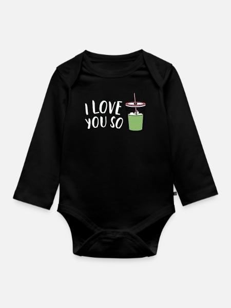 I Love You - Baby Bio-Langarm-Body - Schwarz