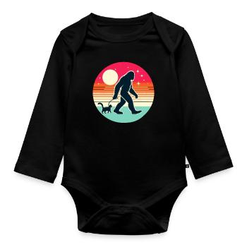 Bigfoot Katze Lustige Bilder - Baby Bio-Langarm-Body - Schwarz - Vorne
