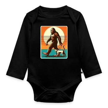 Bigfoot Katze Lustige Bilder - Baby Bio-Langarm-Body - Schwarz - Vorne