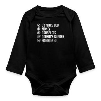 33 ans Humour cadeau 33e Anniversaire drôle 33 ans - Body Bébé bio manches longues - noir - Devant