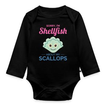 Scallop Seashells Collector Beachcomber Shellfish - Organic Longsleeve Baby Bodysuit - black - Front