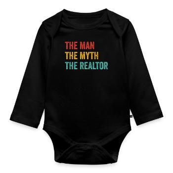 Realtor - Organic Longsleeve Baby Bodysuit - black - Front