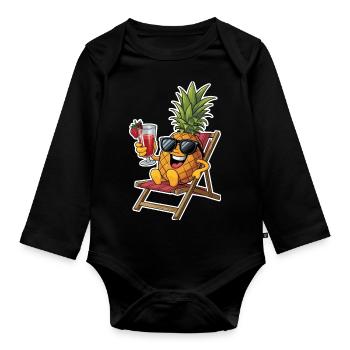 Pineapple - Baby Bio-Langarm-Body - Schwarz - Vorne