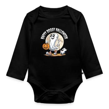 Happy Doggy Halloween Hund Geist Hundeplatz Lustig - Baby Bio-Langarm-Body - Schwarz - Vorne