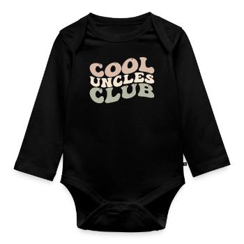 Cooler Onkel Club | Coole Onkel , Neuer Onkel - Baby Bio-Langarm-Body - Schwarz - Vorne