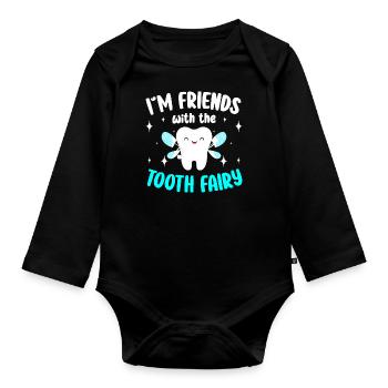 Dentist Drill Dental Care Braces - Organic Longsleeve Baby Bodysuit - black - Front
