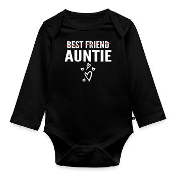 Promoted to Auntie - Best Friend to Auntie - Body Bébé bio manches longues - noir - Devant