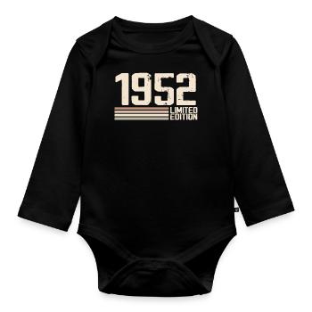 1952 Jahrgang 1952 Geburtstag 1952 Retro 1952 - Baby Bio-Langarm-Body - Schwarz - Vorne