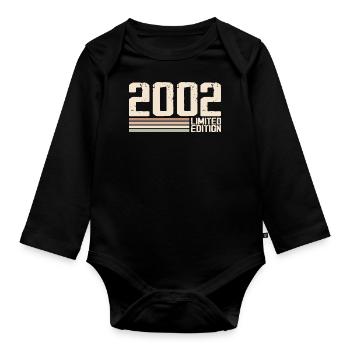 2002 Millésime 2002 Anniversaire 2002 Rétro 2002 - Body Bébé bio manches longues - noir - Devant