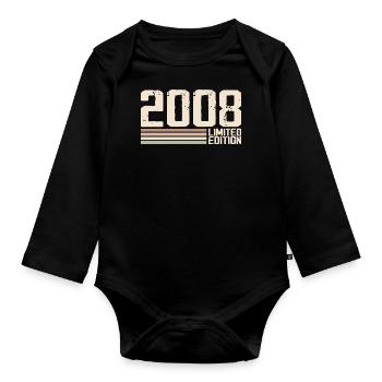 2008 Vintage 2008 Birthday 2008 Retro 2008 - Organic Longsleeve Baby Bodysuit - black - Front