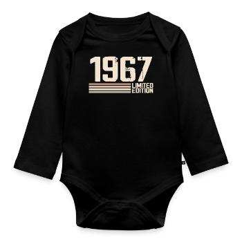 1967 Millésime 1967 Anniversaire 1967 Rétro 1967 - Body Bébé bio manches longues - noir - Devant