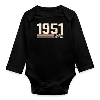 1951 Jahrgang 1951 Geburtstag 1951 Retro 1951 - Baby Bio-Langarm-Body - Schwarz - Vorne