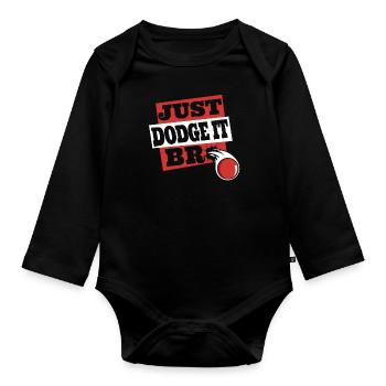 Just Bro Spiel Prisonball Teamspieler Völkerball - Baby Bio-Langarm-Body - Schwarz - Vorne