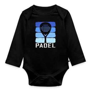 Retro-Padel - Baby Bio-Langarm-Body - Schwarz - Vorne