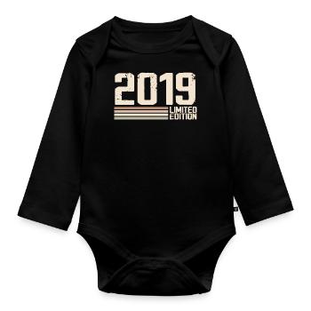 2019 Millésime 2019 Anniversaire 2019 Rétro 2019 - Body Bébé bio manches longues - noir - Devant