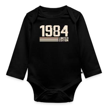 1984 Jahrgang 1984 Geburtstag 1984 Retro 1984 - Baby Bio-Langarm-Body - Schwarz - Vorne