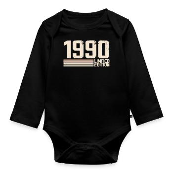 1990 Millésime 1990 Anniversaire 1990 Rétro 1990 - Body Bébé bio manches longues - noir - Devant