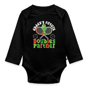 Funny Tennis Player Racket Daddy's - Baby Bio-Langarm-Body - Schwarz - Vorne