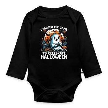 I paused my game for halloween - Baby Bio-Langarm-Body - Schwarz - Vorne