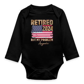 Retraité 2024 - plus mon problème - Body Bébé bio manches longues - noir - Devant