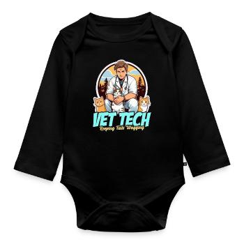 Vet Tech Keeping Tails Wagging Veterinary Medicine - Organic Longsleeve Baby Bodysuit - black - Front
