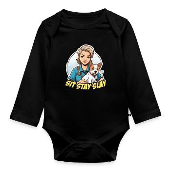 Dresseur de chiens Sit Stay Slay Loves Agility Training - Body Bébé bio manches longues - noir - Devant