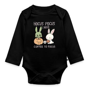 Hocus Pocus Süße Hasen Halloween Kaffee - Baby Bio-Langarm-Body - Schwarz - Vorne