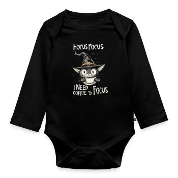 Hocus Pocus Katze Hexenhut Kaffee Lustig - Baby Bio-Langarm-Body - Schwarz - Vorne