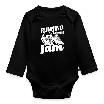 Running is my passion - Organic Longsleeve Baby Bodysuit - black - Front