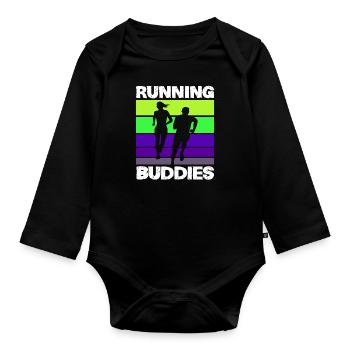Running Buddies Laufen Training - Organic Longsleeve Baby Bodysuit - black - Front