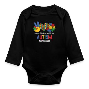 Autismus - Baby Bio-Langarm-Body - Schwarz - Vorne