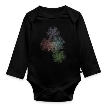5 Feder-Sonnen - Baby Bio-Langarm-Body - Schwarz - Vorne