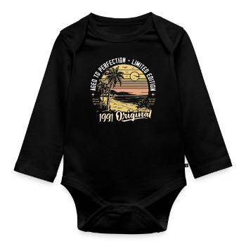 Original 1991 Vintage Birthday Gift 33 Years - Organic Longsleeve Baby Bodysuit - black - Front