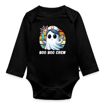 Halloween Ghost Nurse Doctor Retro Boo - Organic Longsleeve Baby Bodysuit - black - Front