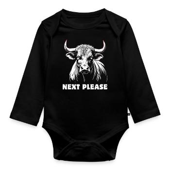 Taureau - Suivant s’il vous plaît - fier, sûr de lui - Body Bébé bio manches longues - noir - Devant
