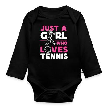 Funny Tennis Player Racket It's - Baby Bio-Langarm-Body - Schwarz - Vorne