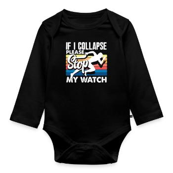 Si je tombe en panne, arrêtez ma montre - Body Bébé bio manches longues - noir - Devant