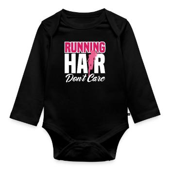 Running Hair Doesn't Matter - Organic Longsleeve Baby Bodysuit - black - Front