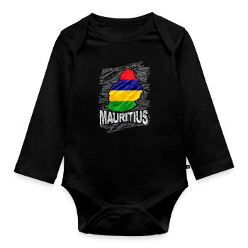 Mauritius - Organic Longsleeve Baby Bodysuit - black - Front