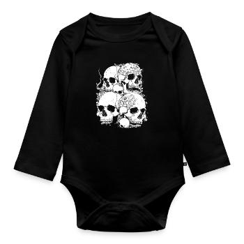 Collage de crâne Halloween Totenkopf - Body Bébé bio manches longues - noir - Devant