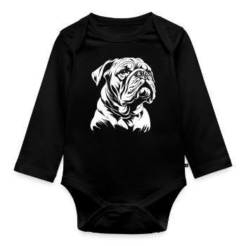 Bulldog - Dog Fan - Organic Longsleeve Baby Bodysuit - black - Front