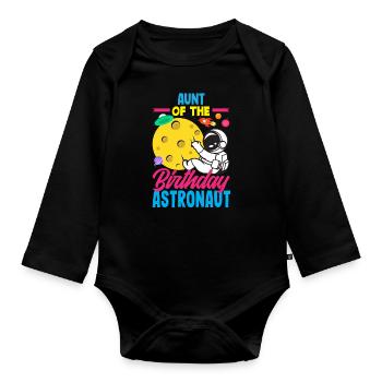 Anniversaire des enfants Membres de la famille des astronautes - Body Bébé bio manches longues - noir - Devant