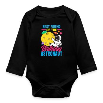 Anniversaire des enfants Membres de la famille des astronautes - Body Bébé bio manches longues - noir - Devant