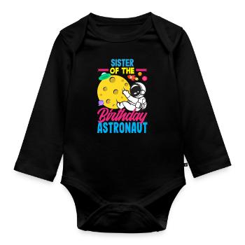 Anniversaire des enfants Membres de la famille des astronautes - Body Bébé bio manches longues - noir - Devant