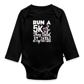 Courir un 5 km, ils ont dit que ce serait amusant - Body Bébé bio manches longues - noir - Devant