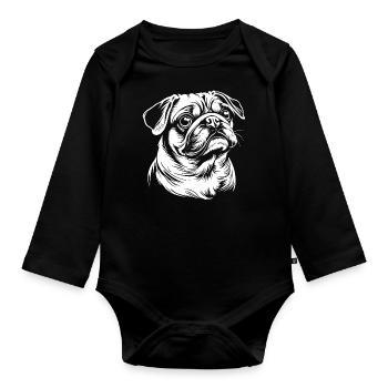 Pug - Dog Fan - Organic Longsleeve Baby Bodysuit - black - Front