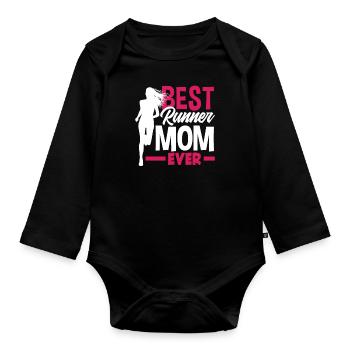 Meilleure maman coureuse de tous les temps - Body Bébé bio manches longues - noir - Devant