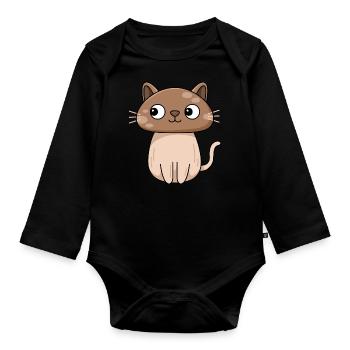 Katze Pilz Design für Katzenliebhaber - Baby Bio-Langarm-Body - Schwarz - Vorne