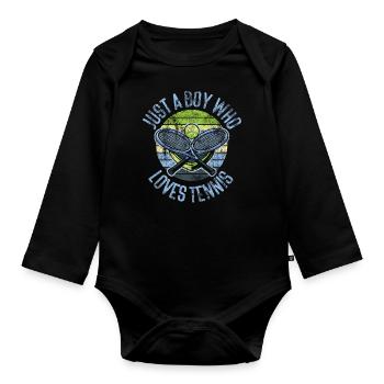 Funny Tennis Player Racket Boy - Baby Bio-Langarm-Body - Schwarz - Vorne
