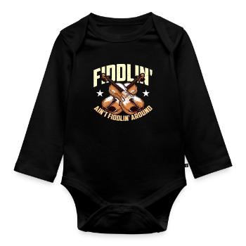 Fiddle Fiddlin' Ain’t Fiddlin' Around Music Lover - Body Bébé bio manches longues - noir - Devant